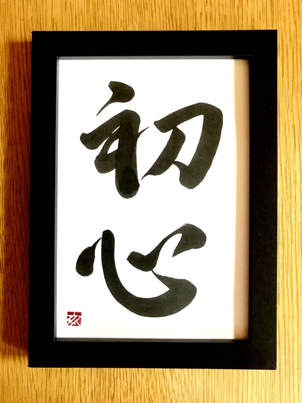 A Japanese calligraphy artwork. The writing means "beginner's mind".